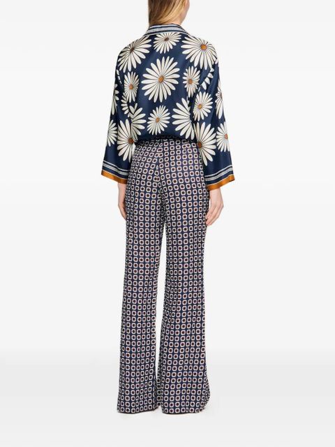 SANDRO floral-print silk shirt - Blue