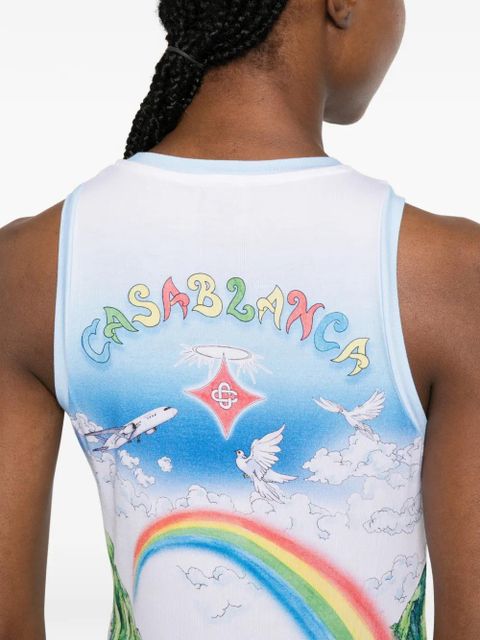 Casablanca Aloha graphic-print sleeveless dress - Blue