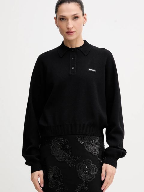 Rotate sweter z dodatkiem wełny kolor czarny lekki 115137100 - zdjęcie produktu nr 1