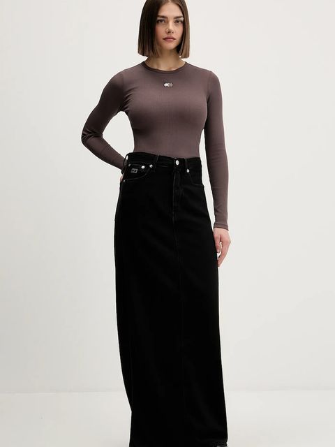 Tommy Jeans spódnica jeansowa kolor czarny maxi prosta DW0DW22119 - zdjęcie produktu nr 2