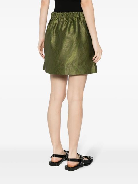 GANNI jacquard satin miniskirt - Green