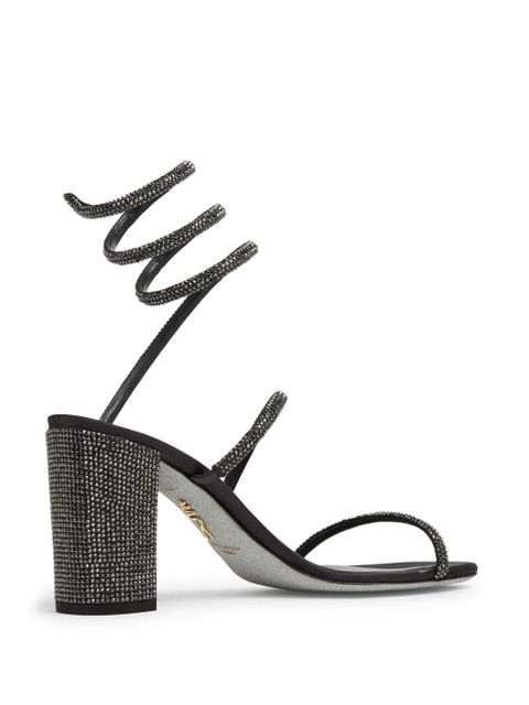 René Caovilla Cleo 80mm crystal-embellished sandals - Black