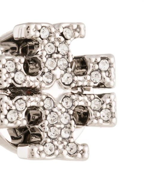 Tory Burch crystal-embellished logo earrings - Silver