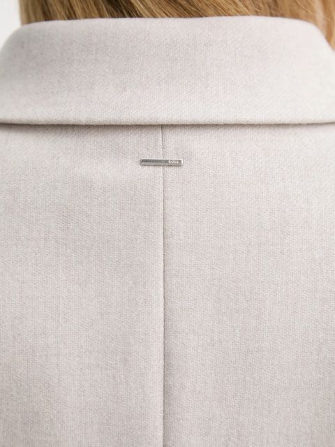 BOSS marynarka z wełną kolor beżowy dwurzędowa gładka 50548736