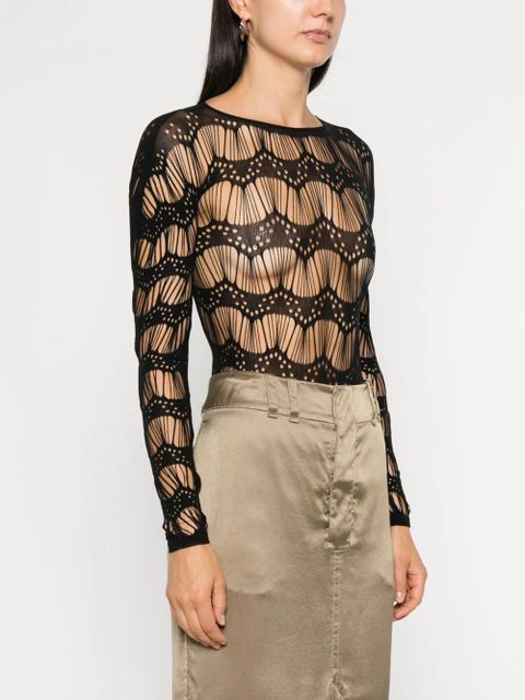 Saint Laurent ladder-knit jersey bodysuit - Black