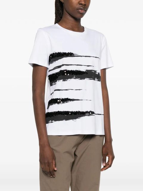 Max Mara sequin-embellished graphic-print T-shirt - White