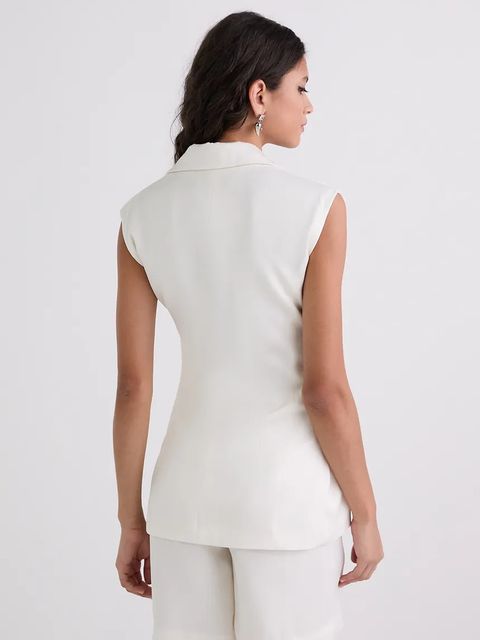 Karl Lagerfeld kamizelka kolor beżowy jednorzędowa A3W14043 - zdjęcie produktu nr 2