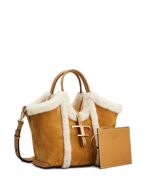 Tod's shearling-trimmed suede bag - Brown - zdjęcie produktu nr 2