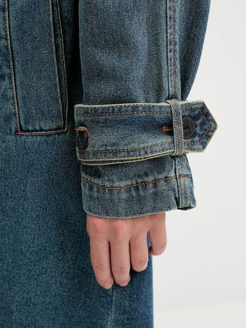 Desigual płaszcz jeansowy DENIMBIK kolor niebieski 25WWEW52