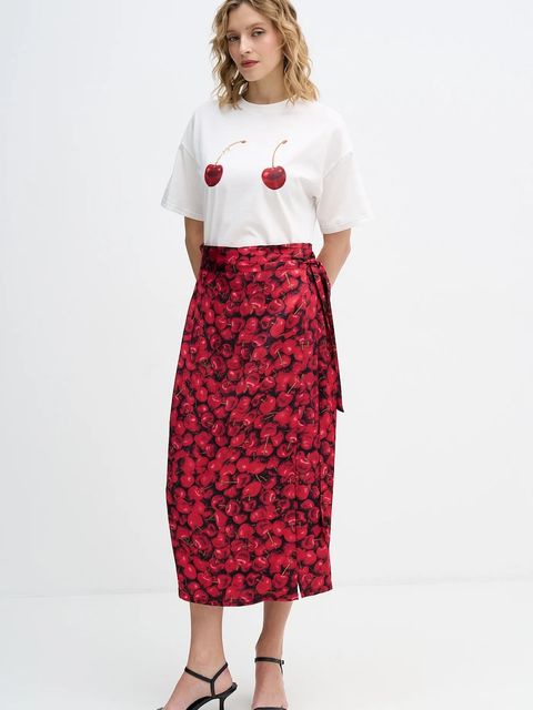 Never Fully Dressed t-shirt bawełniany Cherry Boob damski kolor beżowy NFDTO2024 - zdjęcie produktu nr 2