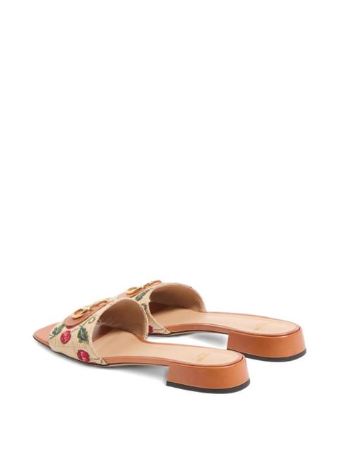 Valentino Garavani 20mm VLogo Signature Cherryfic-motif sandals - Neutrals