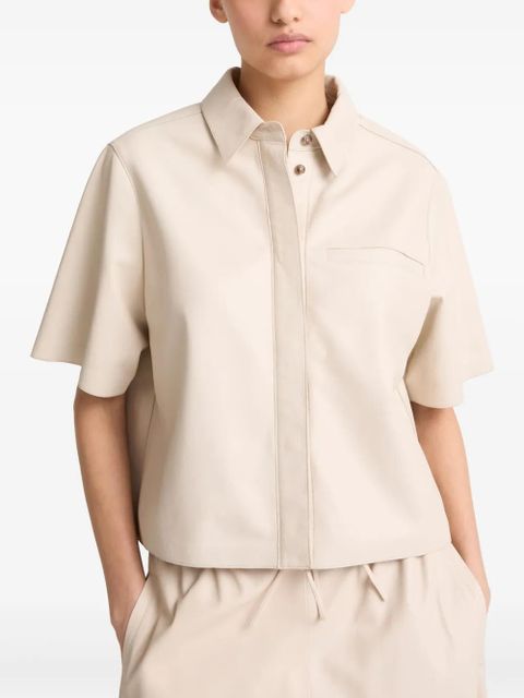 Yves Salomon cropped leather overshirt - Neutrals