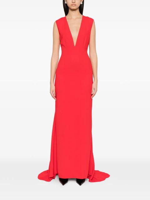 Solace London Althea plunging V-neck sleeveless maxi dress - Red