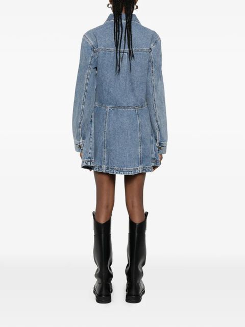 Self-Portrait Buttoned Pocket Dress - Blue