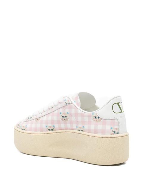 Valentino Garavani gingham platform sneakers - Pink