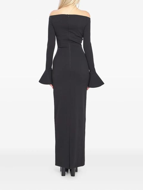Solace London Anica flared-cuff maxi dress - Black