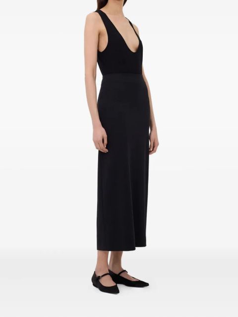 LouLou de Saison back-vent long straight skirt - Black