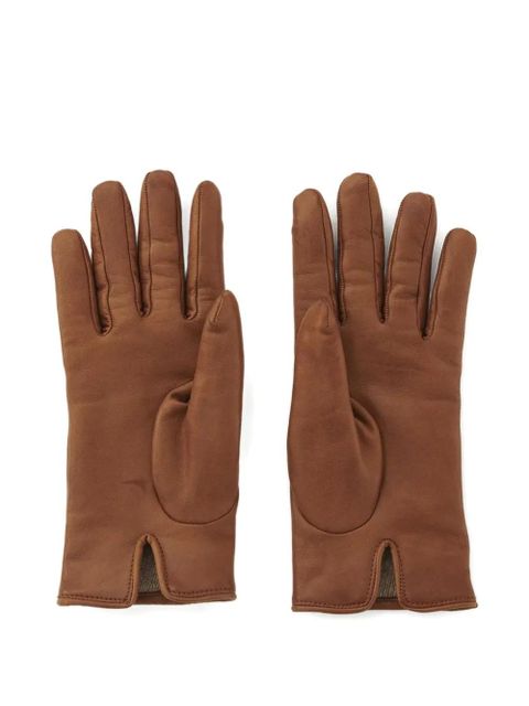 Chloé Iconic logo leather gloves - Brown