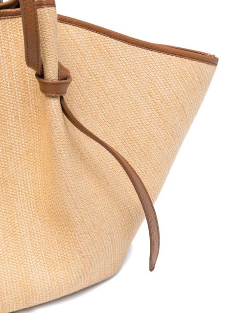 Yuzefi large Mochi leather-trim woven tote bag - Neutrals