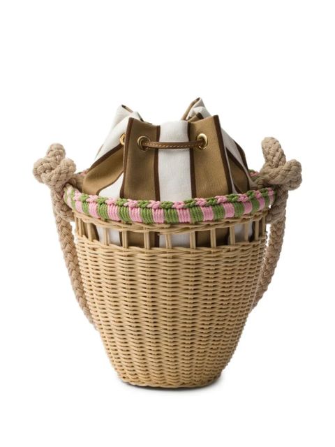 Prada mini Wicker rope-handle bucket bag - Neutrals - zdjęcie produktu nr 2