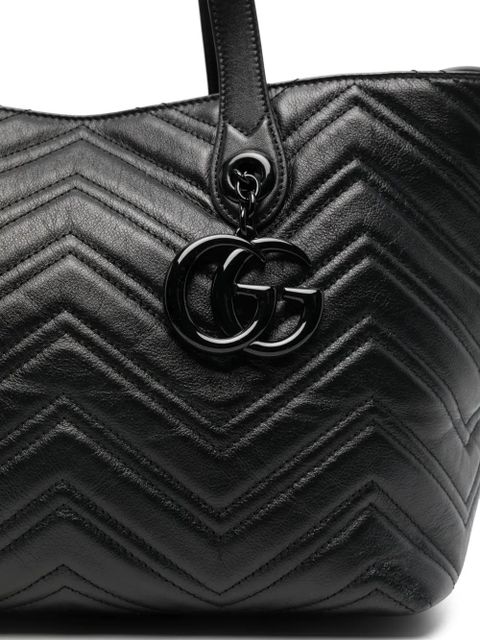 Gucci chevron logo charm tote bag - Black