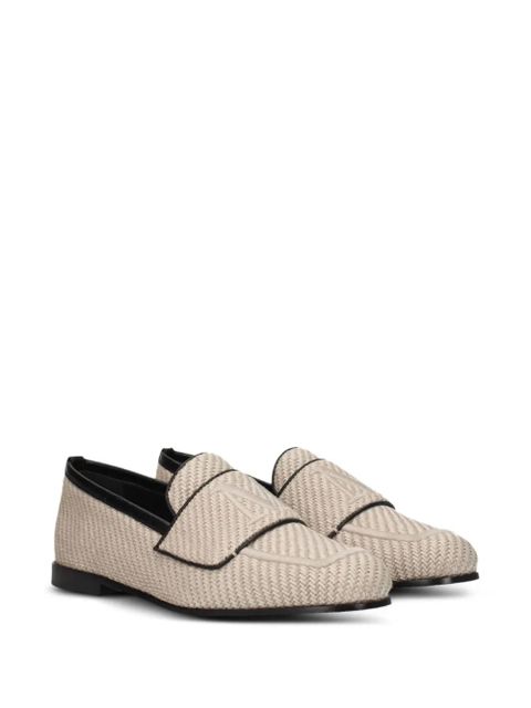 Max Mara woven leather-trim loafers - Neutrals - zdjęcie produktu nr 2