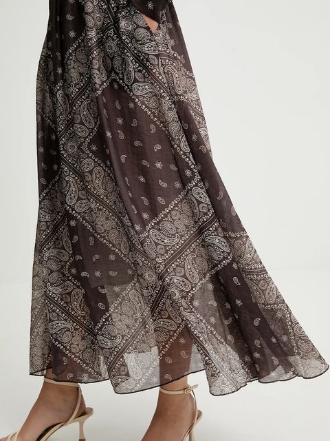 Answear.LAB koszula i spódnica damski kolor brązowy