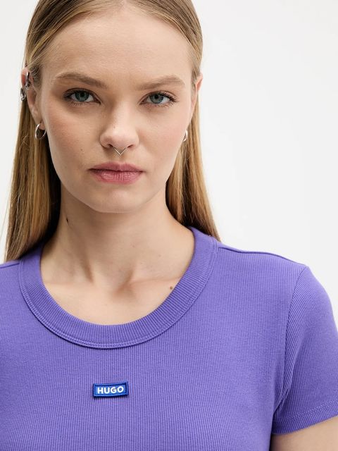 Hugo Blue t-shirt damski kolor fioletowy 50523924