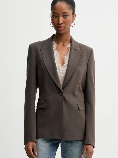 Blugirl Blumarine marynarka i bluzka kolor brązowy jednorzędowa gładka RF5285.T5771