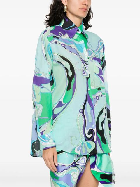 PUCCI Orchidee-print shirt - Blue
