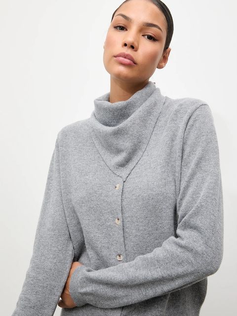 Answear.LAB kardigan z wełny merino z apaszką damski kolor szary lekki - zdjęcie produktu nr 1