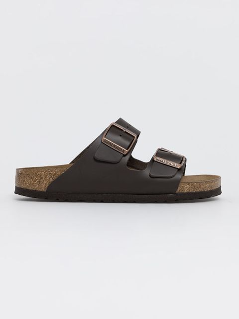 Birkenstock klapki skórzane Arizona damskie kolor brązowy 51103