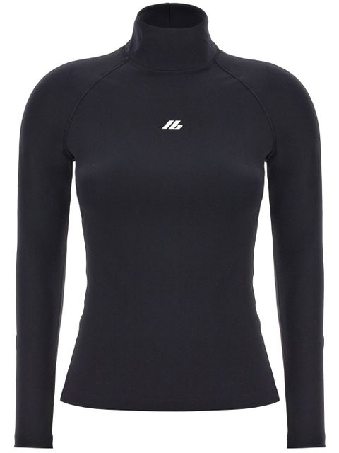 Balenciaga Activewear embroidered-logo turtleneck top - Black