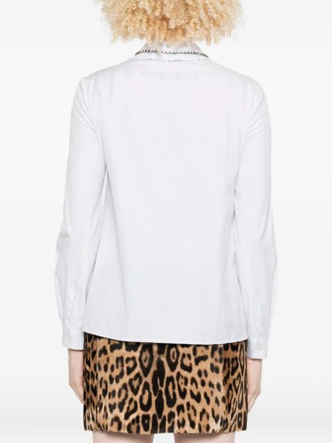 Miu Miu embellished ruffled-collar shirt - Grey