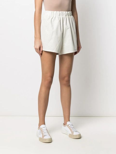 Prada high-waisted logo-plaque shorts - White