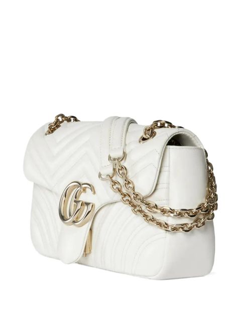 Gucci chevron GG marmont shoulder bag - White