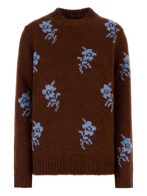 Jil Sander floral-jacquard sweater - Red - zdjęcie produktu nr 1