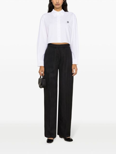 SANDRO monogram-embroidered cotton shirt - White