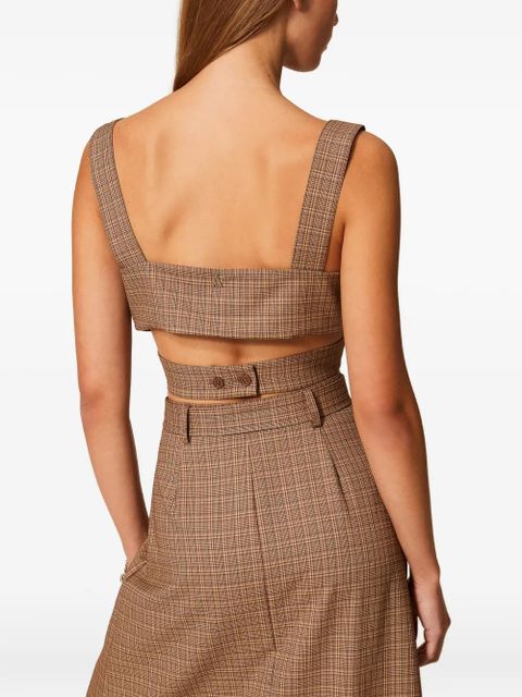 TWINSET plaid-pattern cropped blouse - Brown