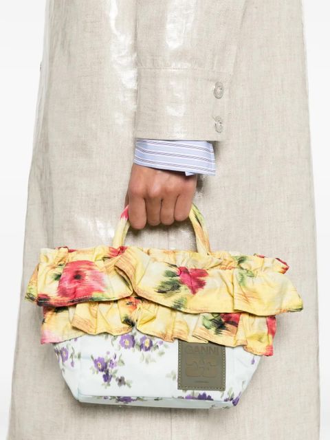 GANNI ruffled-trim tote bag - Yellow - zdjęcie produktu nr 2