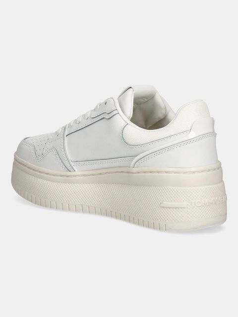 Tommy Jeans sneakersy skórzane TJW RETRO BASKET FLATFORM damskie kolor biały EN0EN02840