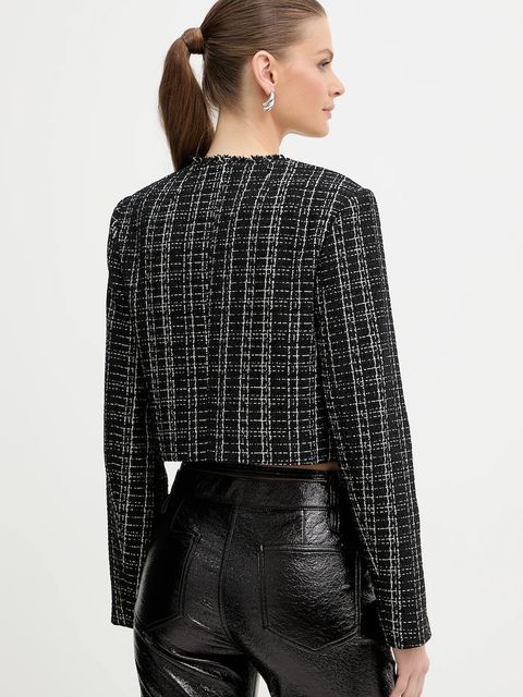 Guess marynarka SANDRA kolor czarny jednorzędowa wzorzysta W5BN63 W2382