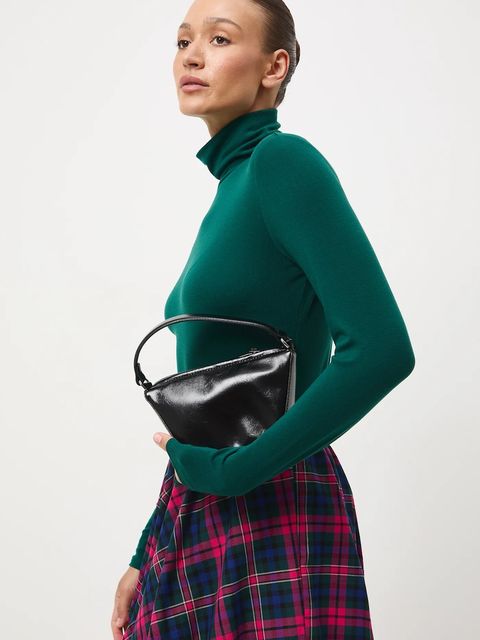 Medicine longsleeve z wełną kolor zielony z golfem - zdjęcie produktu nr 1