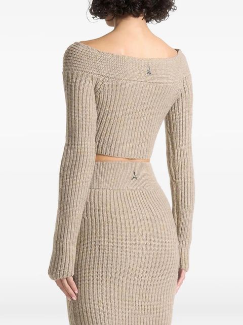Manière De Voir off-shoulder knitted crop top - Neutrals