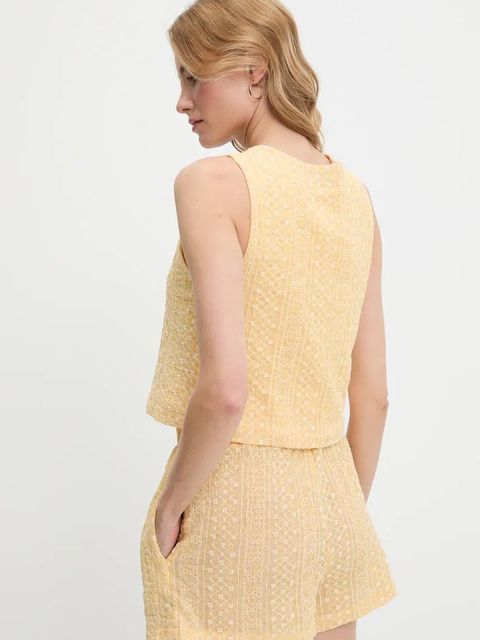 Answear.LAB kamizelka i szorty damski kolor żółty - zdjęcie produktu nr 2