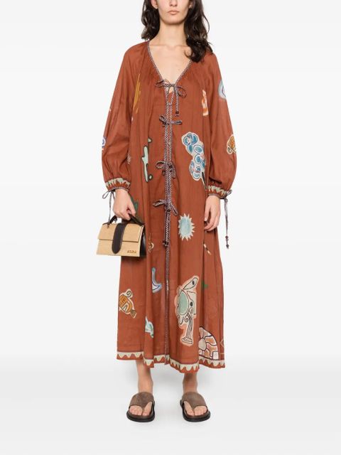 ALEMAIS x LRNLE tie-fastening midi dress - Brown - zdjęcie produktu nr 2