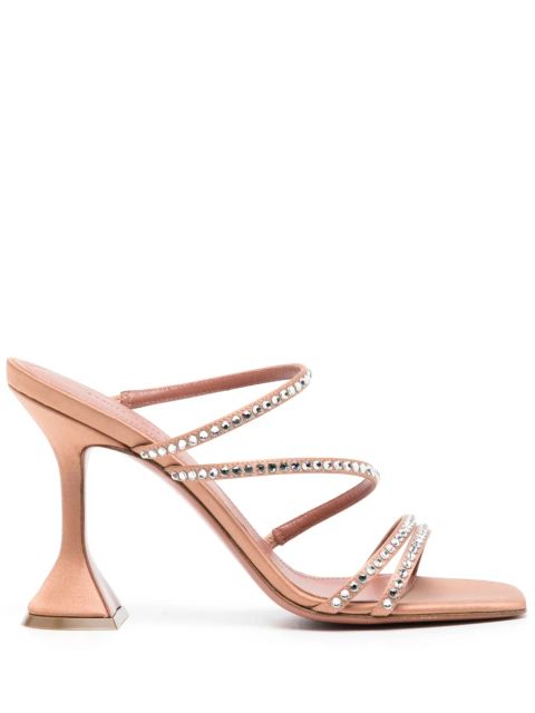 Amina Muaddi 100mm Naima crystal-embellished sandals - Brown