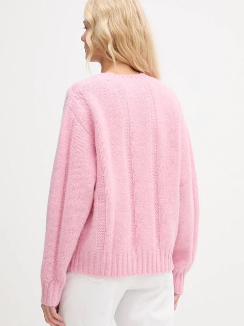 Stine Goya sweter z dodatkiem wełny damski kolor różowy ciepły SG-AW25-K050-2418