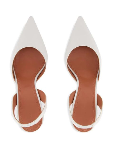 Amina Muaddi slingback-strap leather heeled pumps - White