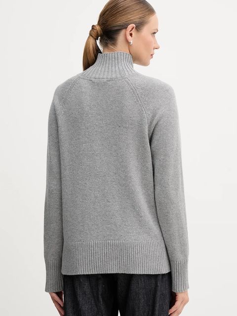 Tommy Hilfiger sweter z dodatkiem wełny damski kolor szary z półgolfem WW0WW46434 - zdjęcie produktu nr 2